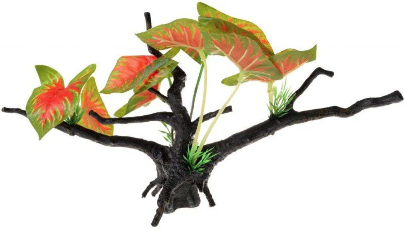 Primary image for Artificial Driftwood Aquarium Plant with Green and Red Foliage by Penn Plax