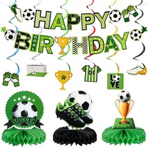 16 Pcs Soccer Birthday Party Decorations Soccer Party Supplies Include Soccer Ha - £19.22 GBP