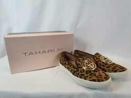 NIB Tahari Girl Flat Walking Shoe Faux Leopard Suede Gold Ornament Sz 8 M - £27.01 GBP