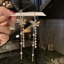 Elegant Butterfly Long Tassel Dangle Drop Earrings for Women - £8.75 GBP