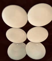 Mikasa Regal Bread Plates or Appetizer (6) 6-1/4&quot;  Silver Trim #5536 - $23.00