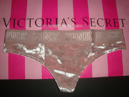 NEW VICTORIA&#39;S SECRET &quot;PINK&quot; CRUSHED VELVET MESH THONG PANTY PERFECTLY P... - $12.86