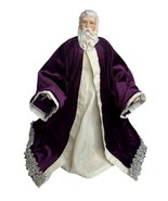 Handmade Old World Santa Figurine w/ Purple Velvet Robe Coat Christmas D... - $21.77
