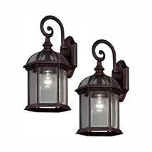 Hampton Bay 2-Pack Exterior Wall Lanterns Weathered Bronze Finish Clear ... - $977.85 MXN