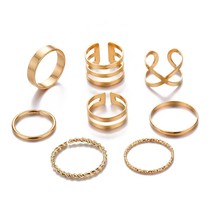 Vintage Gold Color Knuckle Rings Set For Women Geometric Round Twist Weave Finge - £7.08 GBP