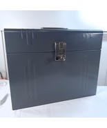 Vintage ACORN Metal File Storage Box Lock Key Art Deco silver grey fileb... - $61.51 CAD