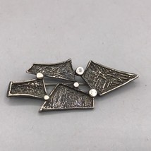 Vintage Modernist Silvertone Brooch Pin - £47.19 GBP