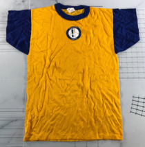 Vintage Detroit Lions Jersey Mens Medium Shiny Yellow Blue Old Logo 60s 70s - £58.07 GBP