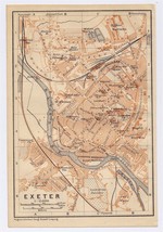 1906 Original Antique City Map Of Exeter / Devon / England - £16.85 GBP