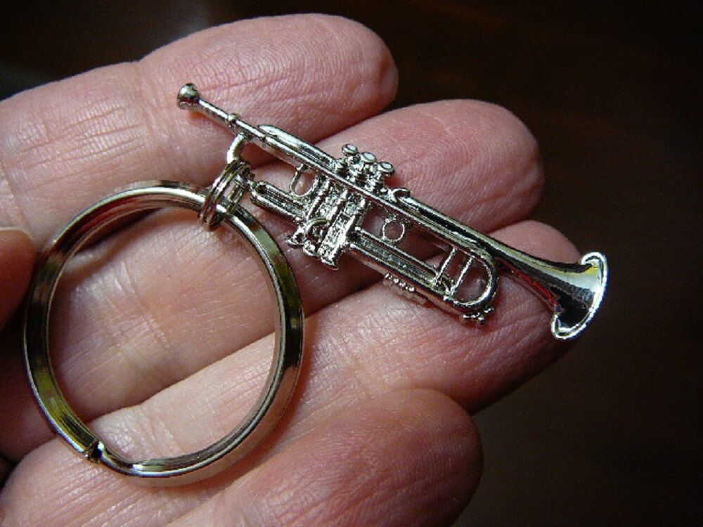 Primary image for (M209-D) Bach TRUMPET KEY CHAIN ring keys silver-nickel JEWELRY I love music