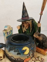 Jim Shore Halloween Witch Cauldron Tealight Candle Holder BlackCat 4006317(2006) - £66.41 GBP