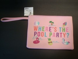 Capelli Waterproof Wet Swim Suit Bag with Wristlet Pink Where&#39;s The Pool Party? - £17.44 GBP