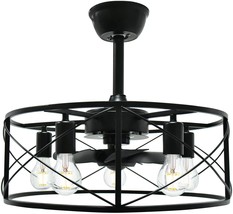 SUNEASY Ceiling Fans with Lights, Modern Caged Black Ceiling Fans with Lights - £104.62 GBP