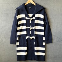 Talbots Nautical Cardigan Sweater Coat Navy White Stripes Toggle Front-W... - £61.03 GBP