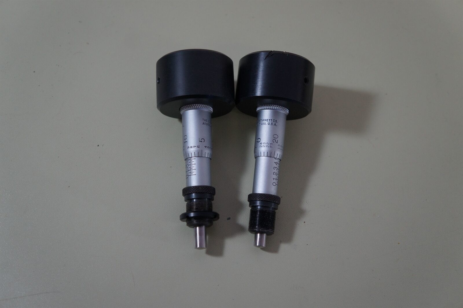 Lot of 2 Starrett Micrometer Heads 0-1&quot; + knob covers - $39.17