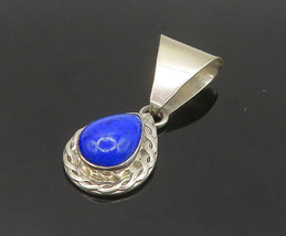CAROL FELLEY 925 Silver - Vintage Lapis Lazuli Tear Drop Pendant - PT16902 - £85.14 GBP