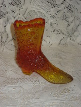 Fenton Glass- Daisy Button Boot-Amber - $12.00