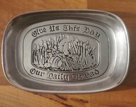 Wilton Armetale Pewter Tray Give Us This Day Our Daily Bread vintage  - $19.79
