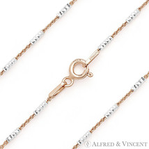 Pave Bar Bead Cable Link 925 Sterling Silver 14k Rose Gold-Plated Chain Necklace - £12.81 GBP+