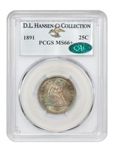 1891 25C PCGS/CAC MS66+ ex: D.L. Hansen - £2,796.76 GBP