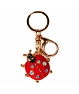 LADYBUG KEYCHAIN Red Enamel Rhinestone Key Chain Ring Charm Metal Luggag... - $151.34 MXN
