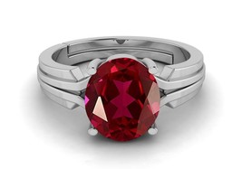 Naturel Coupe Ovale 6Ct Rubis Rouge 925 Argent Sterling 14K Plaqué or Blanc Ring - £51.11 GBP