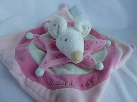 Doudou Et Compagnie Baby Security Blanket Lovey Pink Green Mouse - £27.12 GBP
