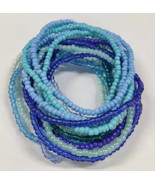 Handcrafted Beaded Stretch Bracelet, Light, dark Blue and Clear Glass Beads - $8.99