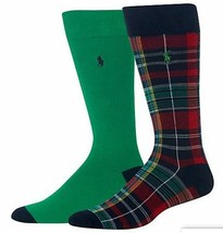 Polo Ralph Lauren Spring Plaid Crew Socks 2-Pack Navy / Green - £54.48 GBP