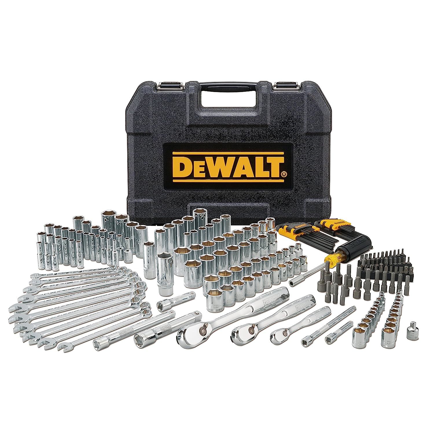 DEWALT Mechanics Tool Set, 1/4" & 3/8" & 1/2" Drive, SAE/Metric, 205-piece (DWMT - $202.99