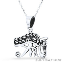 Eye of Ra Horus &amp; Snake Egyptian Udjat Wedjat .925 Sterling Silver Charm Pendant - £16.39 GBP+