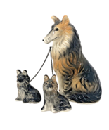 Porcelain Collie Dog With 2 Pups On Chain VTG 50’s Japan Figures Retro L... - £14.38 GBP
