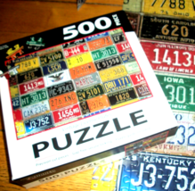 Jigsaw Puzzle 500 Pieces Vintage Antique USA License Plates Art Collage ... - $12.86