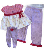 American Girl Bitty Baby Sz 6/6X Girls Pajamas &amp; Doll Matching Set - $876.10 MXN