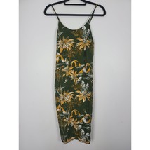 H&amp;M Spaghetti Strap Dress 8 Womens Green Tropical Print Knee Length Pullover - £16.81 GBP