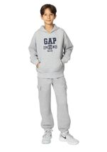 Gap Boys Girls Hoodie Gray Fleece Pullover Kangaroo Pocket 1969 Active C... - $39.99