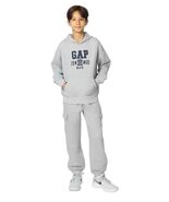 Gap Boys Girls Hoodie Gray Fleece Pullover Kangaroo Pocket 1969 Active C... - $56.04 CAD