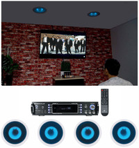 Rockville Home Theater Bluetooth Receiver+(4) In-Ceiling 6.5&quot; Blue LED S... - £320.53 GBP