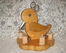 Sewing Thread Caddy-Handmade-Accessories-Wood-Duck Shape-1900&#39;s - £27.17 GBP
