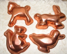 Aluminum Animal Molds-Copper Color-Mirro MfG- Set of 4- USA - £8.65 GBP