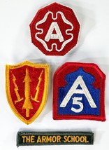 Lot Of 4 Vintage Military Patches The Armor School WWII A5 Army Air Defense 9th - £15.01 GBP