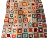 Handmade Patchwork Twin Blanket Quilt 67&quot;x79&quot; Antique Damage BOHO VTG Fa... - $89.05