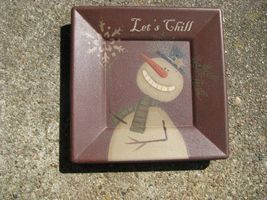 Wood Plate  31485lc-Let&#39;s Chill Snowman   - £5.53 GBP