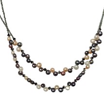 Lia Sophia Double Strand Pink White Gray Pearl Necklace Womens Costume Jewelry - £21.95 GBP