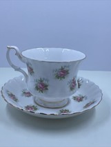 Vintage England Royal Albert bone china Teacup &amp; Saucer Forget Me Not Rose - £15.83 GBP