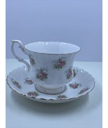 Vintage England Royal Albert bone china Teacup &amp; Saucer Forget Me Not Rose - £15.44 GBP