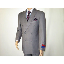 Men Apollo King Double Breasted Suit Classic Peak Lapel Soft Blend DM23 Gray image 7