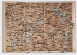 1914 Antique Map Of Vanoise Park Moutiers Lanslebourg Savoie RHONE-ALPES France - £15.03 GBP