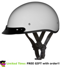 Daytona Pearl White Skull Cap Slim Motorcycle Helmet W Visor (2XS-4XL) - $87.95