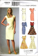 Vogue V8972 Semi Fitted Lined Dress Misses Size 6 to 14 UNCUT Sewing Pat... - $17.30